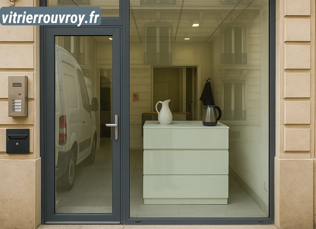 Façade vitrine de magasin en aluminium sur mesure à Rouvroy